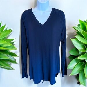 Cabi V neck 4192 navy blue adjustable back waist small French terry